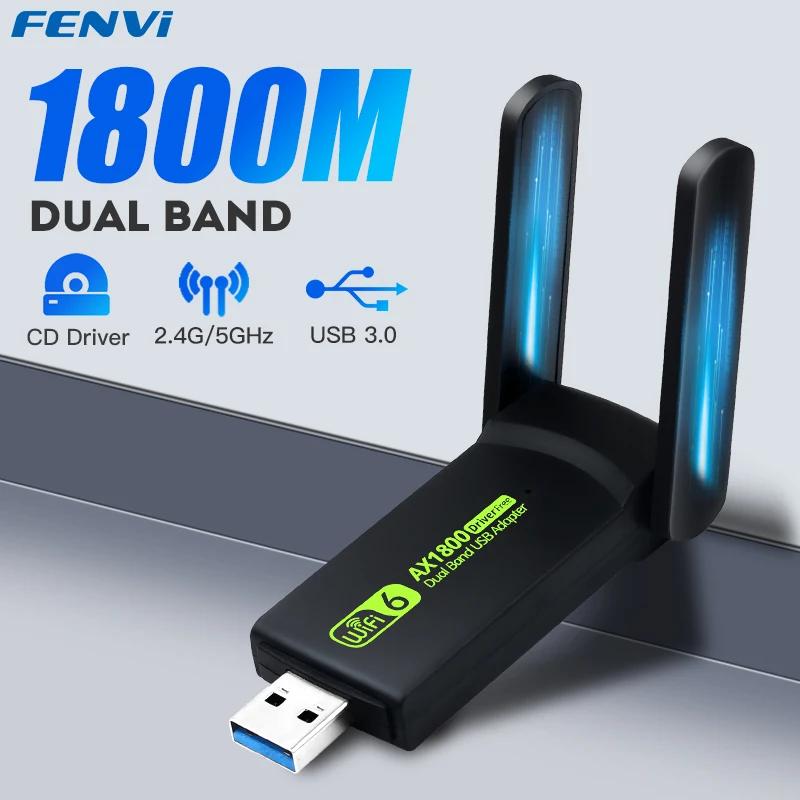 FENVI-1800Mbps WiFi 6 USB 3.0 , 802.11AX 2.4G/5GHz  WiFi6  Ʈũ ī, RTL8832AU  Win 10/11 PC 